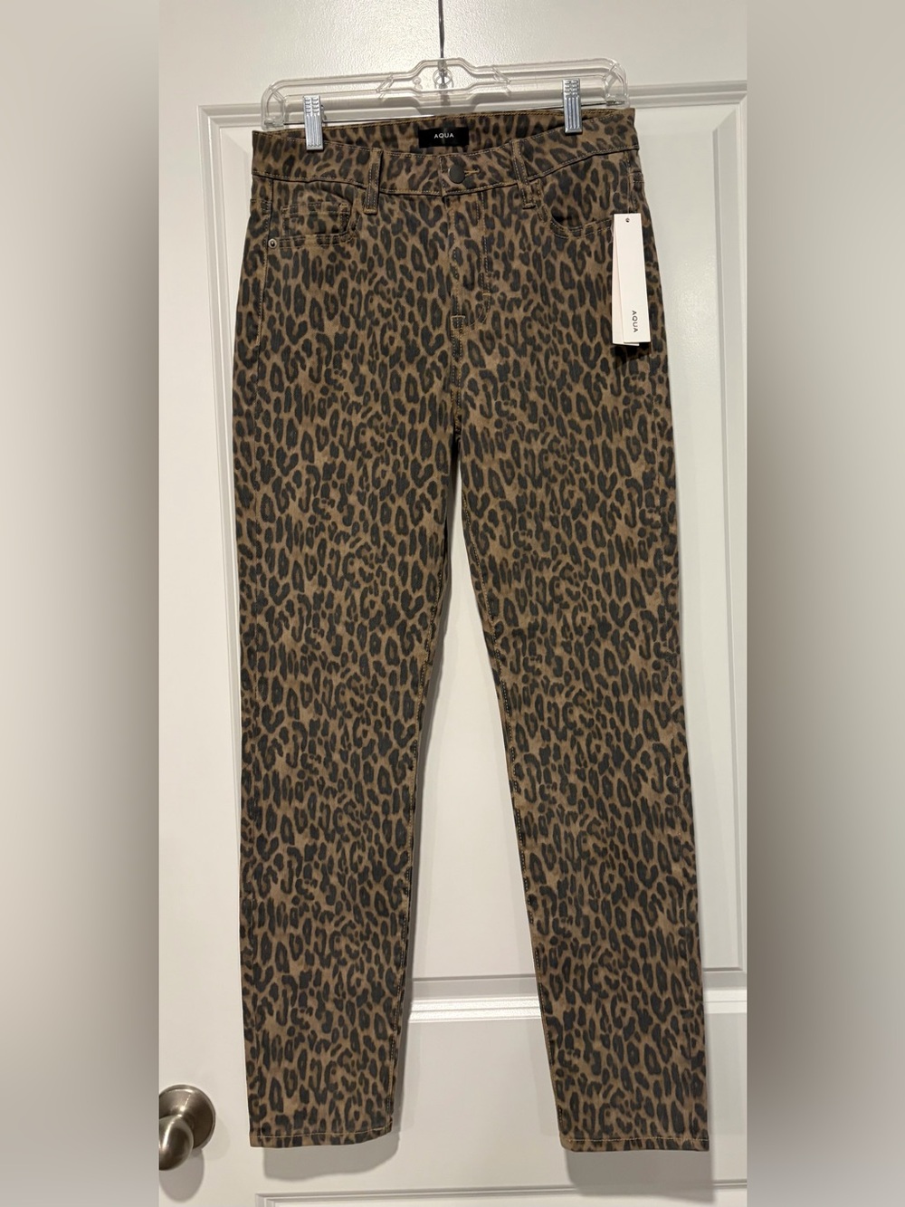 Aqua Leopard-Print Skinny Jeans in Brown and Black